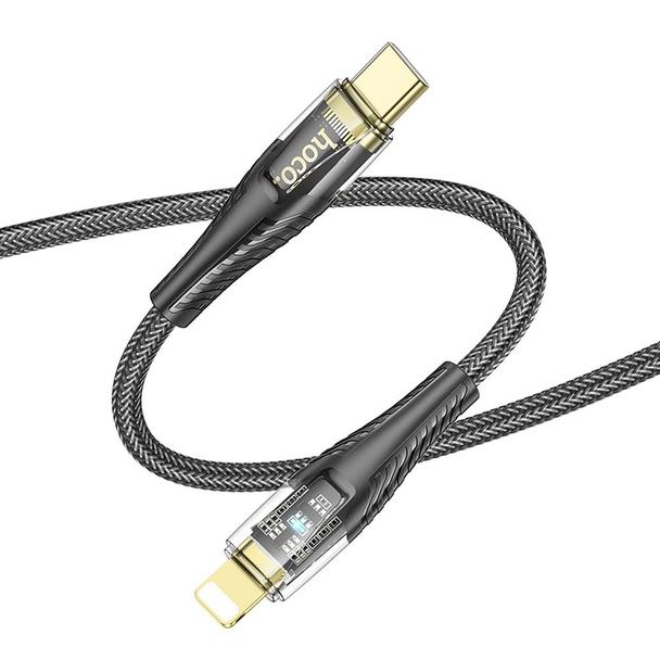 Kabel USB C do Lightning Hoco PD 27W 1,2 m U121 czarny transparentny