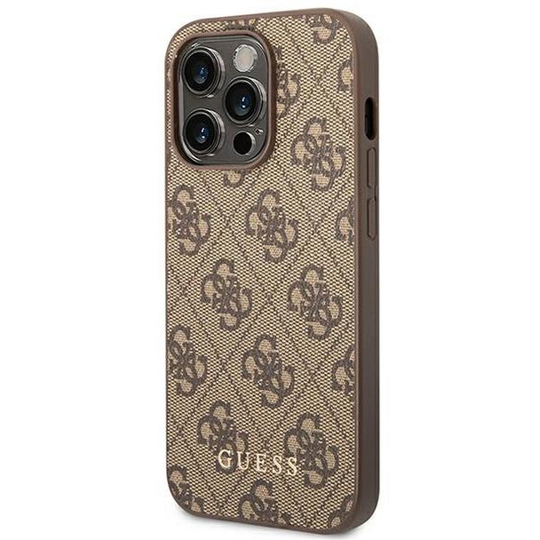GUESS futerał do IPHONE 14 Pro Max GUHCP14XG4GFBR (4G Gold Logo) brązowy
