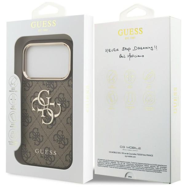GUESS futerał do IPHONE 18 Pro Max / 17 Pro Max GUE005488 (PU W/ Big 4G Classic Logo) brązowy złoty