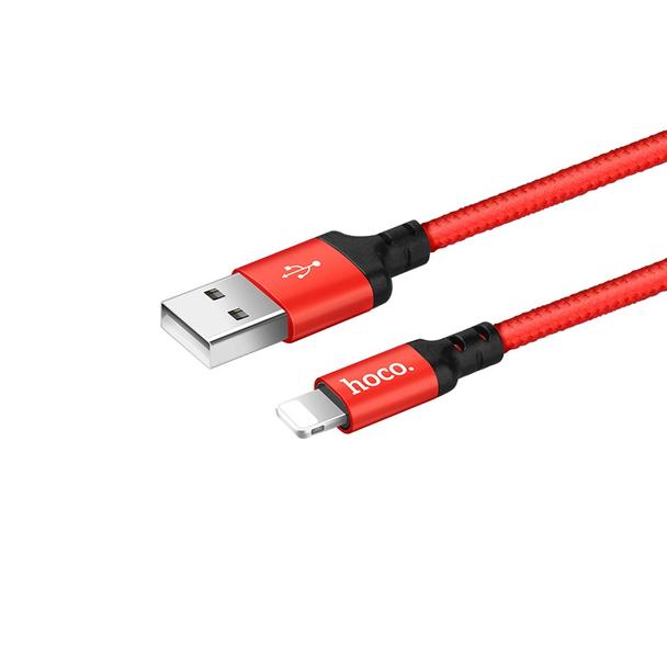 Kabel USB A do Lightning Hoco 1 m X14 czerwono czarny