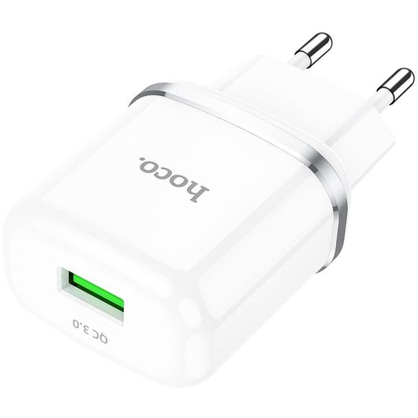 Ładowarka sieciowa do telefonu Hoco USB A QC3.0 3A 18W N3 biała