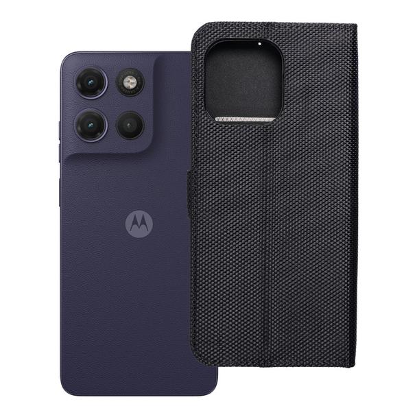 Etui z klapką na Motorola G17 4Card RFID antykradzieżowe tech fabric czarne