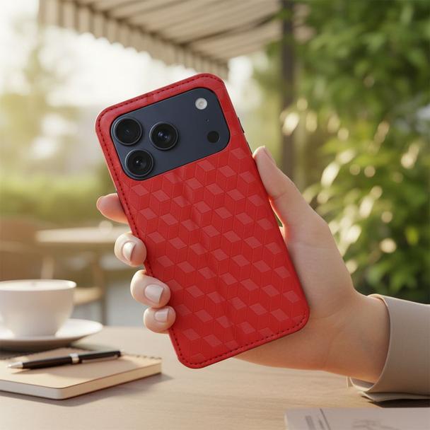 Etui z klapką na iPhone 17 PRO Cubic Book czerwone