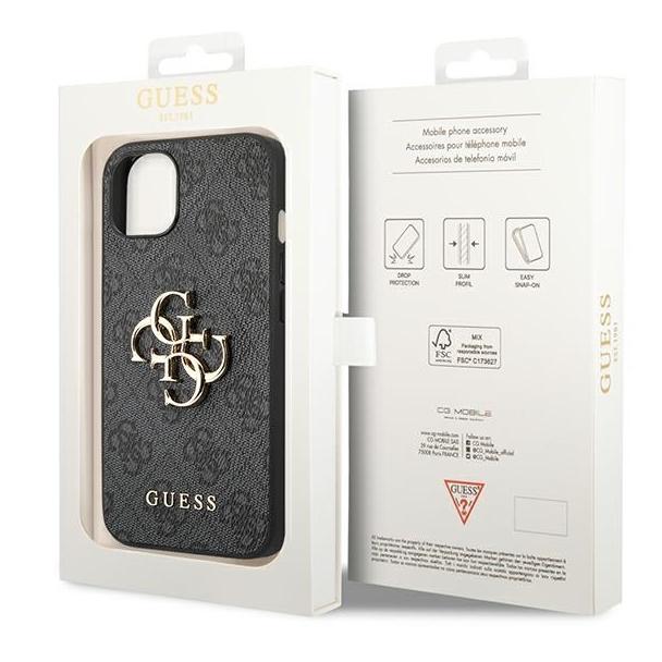 GUESS futerał do IPHONE 13 / 14 / 15 GUHCP14S4GMGGR (4G Big Metal Logo) szary