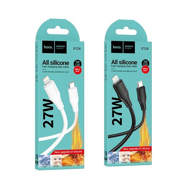 Kabel USB C do Lightning Hoco 27W silikonowy 1 m X124 czarny