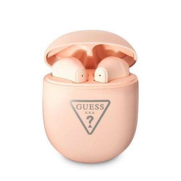 GUESS słuchawki bezprzewodowe bluetooth TWS + stacja dokująca GUTWST82TRP (Triangle Logo) różowe