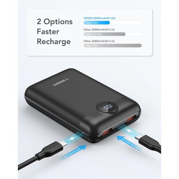 Powerbank Veger S20 (W2053) PD QC3.0 2A 22,5W 20000 mAh czarny 0INT