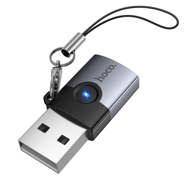 Adapter OTG USB A do USB C Hoco UA46B grafitowy