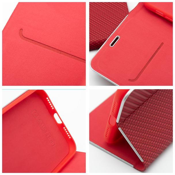 Etui z klapką na Samsung S25 FE Luna Book Carbon czerwone