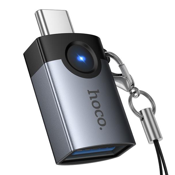 Adapter OTG USB C do USB A Hoco 3A UA46C grafitowy