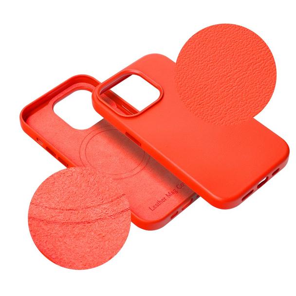 Futerał LEATHER MAG COVER kompatybilny z MagSafe do IPHONE 16 Pro Max czerwony