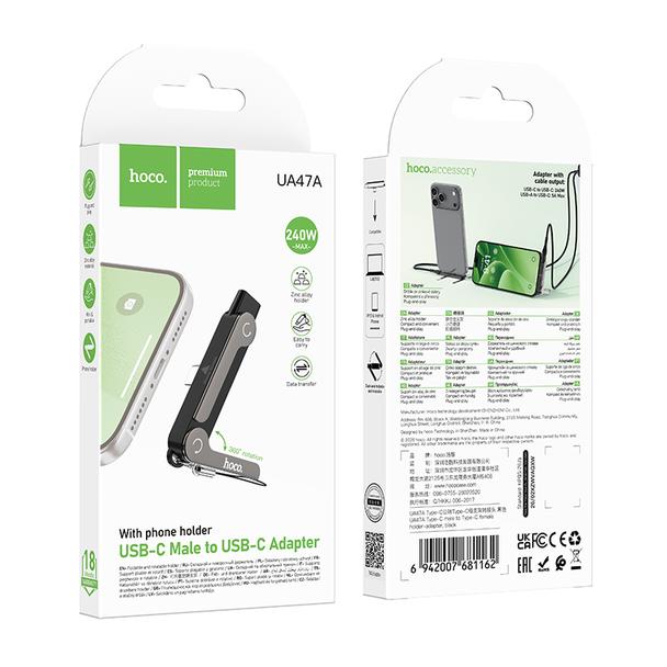Adapter z podstawką USB C do USB C max 240W Hoco UA47A czarny