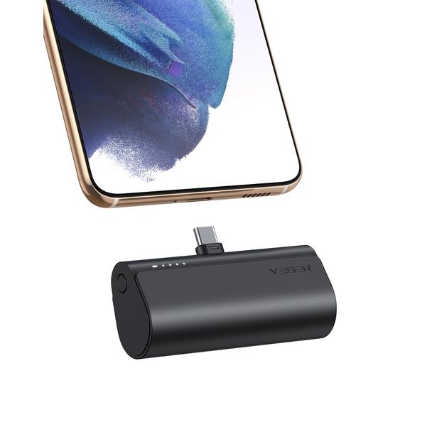 Powerbank Veger PlugOn (W0556/V0556) PD QC3.0 3A 20W 5000 mAh z wbudowanym złączem Typ C czarny