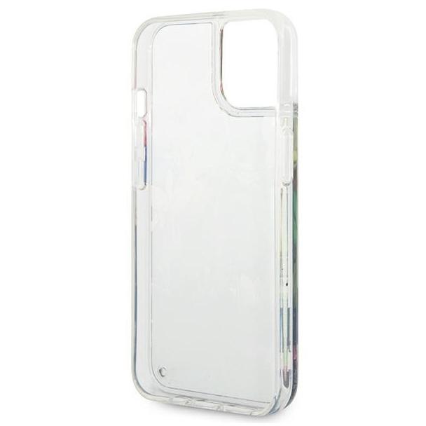 GUESS futerał do IPHONE 13 / 14 / 15 GUHCP14SLFLSB (Flower Liquid Glitter) niebieski