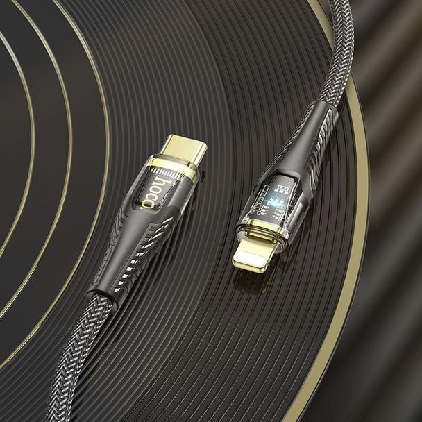 Kabel USB C do Lightning Hoco PD 27W 1,2 m U121 czarny transparentny