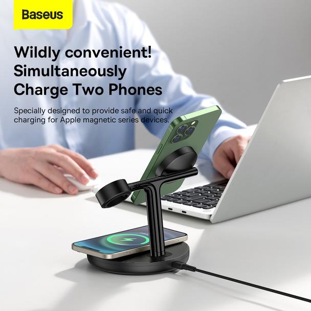 BASEUS ładowarka indukcyjna 3w1 kompatybilna z MagSafe 15W WXTE000101 czarna