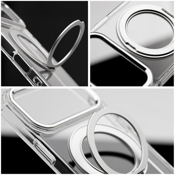 Etui na iPhone 16 PRO Frame Circle Stand zgodne z MagSafe transparentne