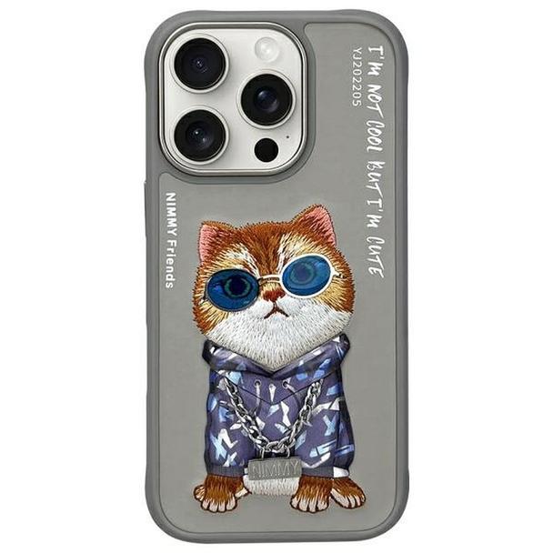 NIMMY futerał GLASSES COOL CAT do IPHONE 16 Pro szary
