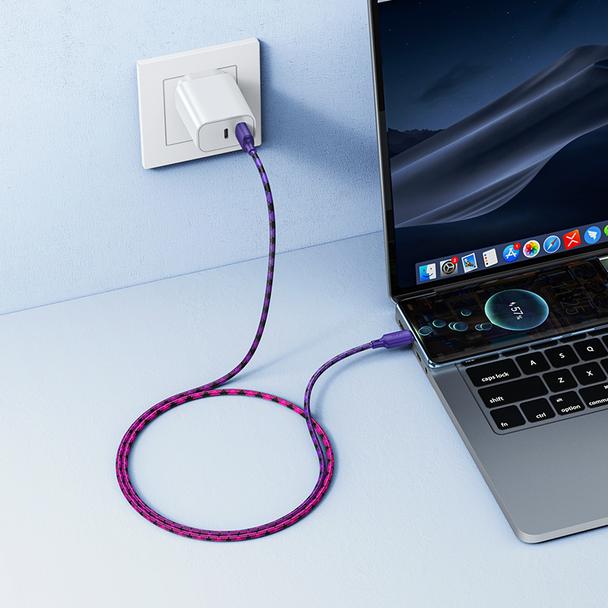 Kabel USB A do USB C Hoco 3A 1 m X116 gradient fioletowy
