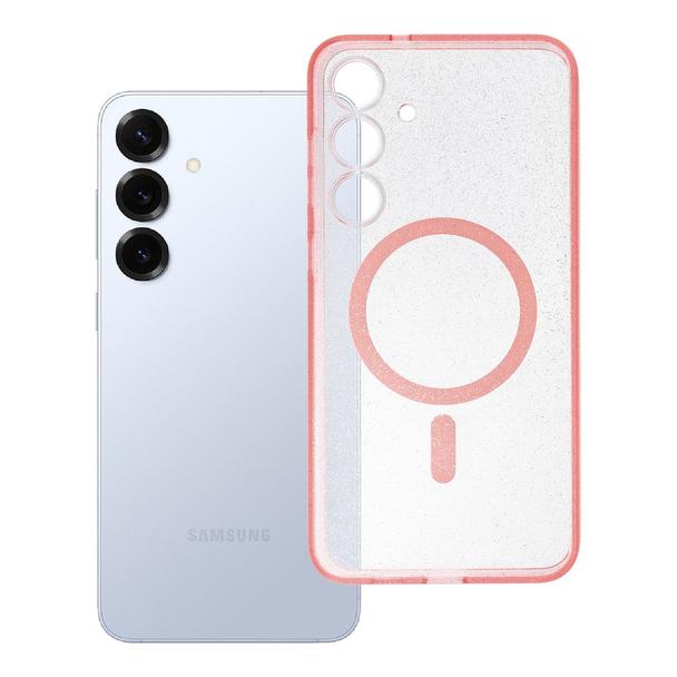 Futerał do Samsung S25 PLUS Clear Mag Cover (STR) zgodny z MagSafe różówy glitter