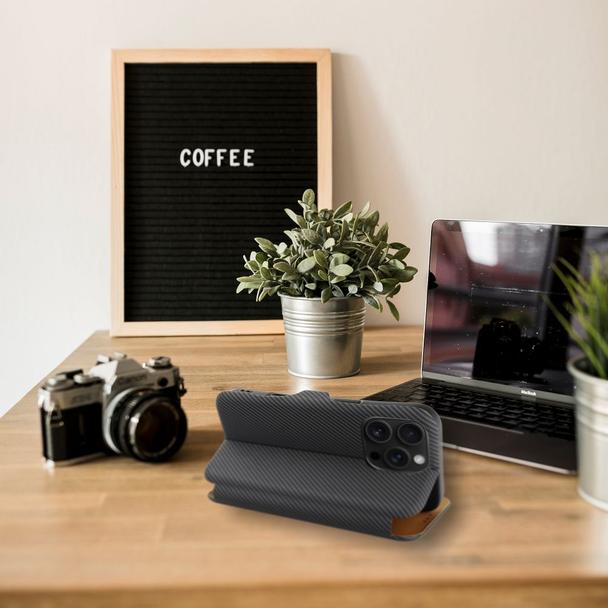 Etui z klapką na iPhone 16 PLUS Folio Side Magnet szare