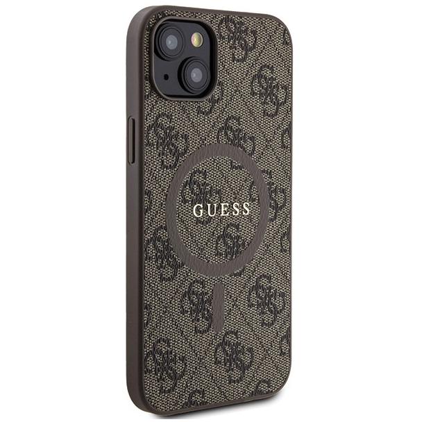GUESS futerał do IPHONE 14 kompatybilny z MagSafe GUHMP14SG4GFRW (4G Ring classic logo) brązowy
