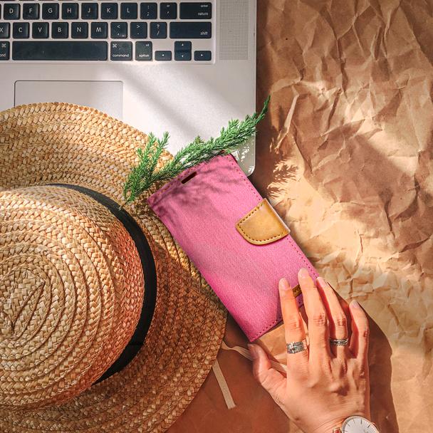 Etui z klapką Samsung A14 4G / A14 5G Canvas Book różowe