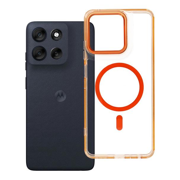 Futerał do Motorola G56 Frame Clear Hybrid Mag Cover zgodny z MagSafe pomarańczowy