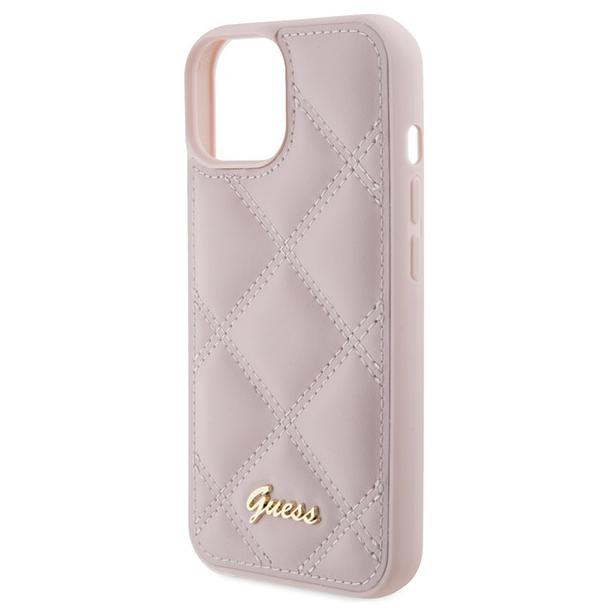 GUESS futerał do IPHONE 13 / 14 / 15 GUHCP15SPSQSQSP (Quilted Metal Logo) różowy