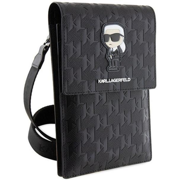 KARL LAGERFELD torebka uniwersalna na telefon KLWBSAKHPKK (Saffiano Mono Ikonik) czarny