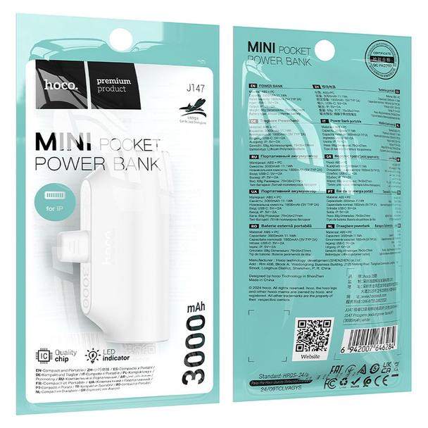 Powerbank Hoco 3000 mAh z wbudowanym złączem Lightning J147 biały