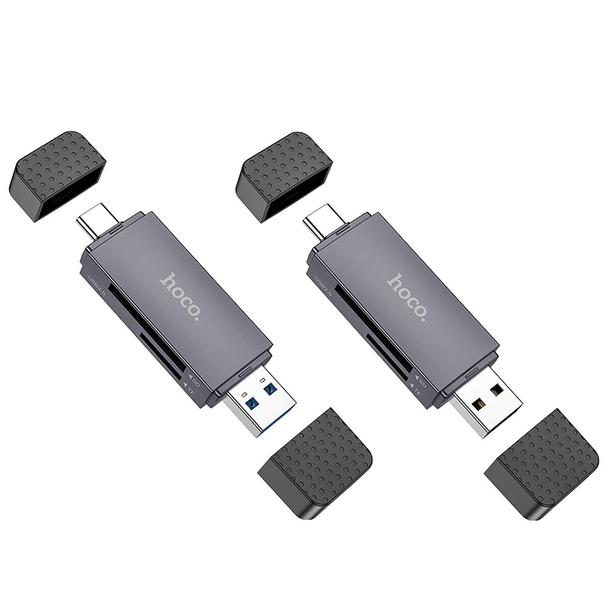 Czytnik kart SD / TF Hoco USB A / USB C 2.0 HB45 szary