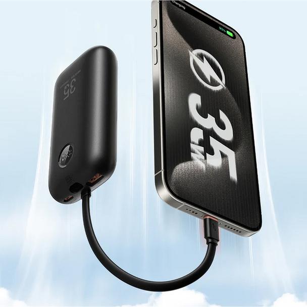 Powerbank Veger K1 (W1188)  PD QC3.0 35W 10000 mAh z wbudowanymi kablami USB C / Lightning czarny