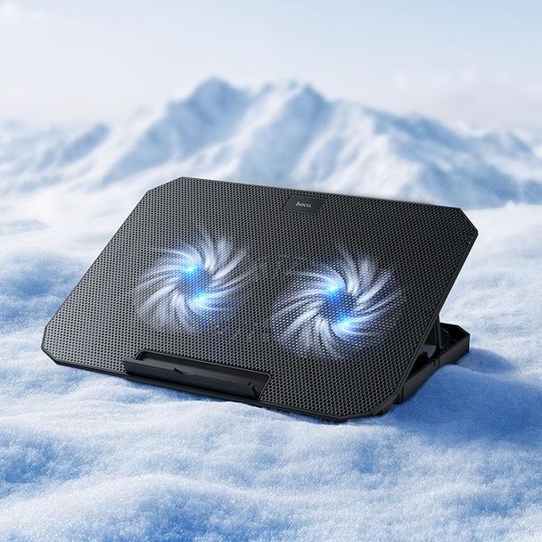 Podstawka chłodząca pod laptop regulowana 2 x USB A LED Hoco GA4 czarna