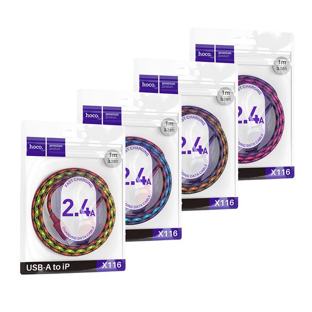 Kabel USB A do Lightning Hoco 2,4A 1 m X116 gradient fioletowy