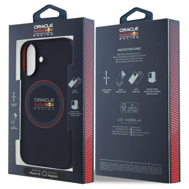 RED BULL futerał do IPHONE 16 kompatybilny z MagSafe RBHMP16S24SIILVR (Silicone red Ring) navy