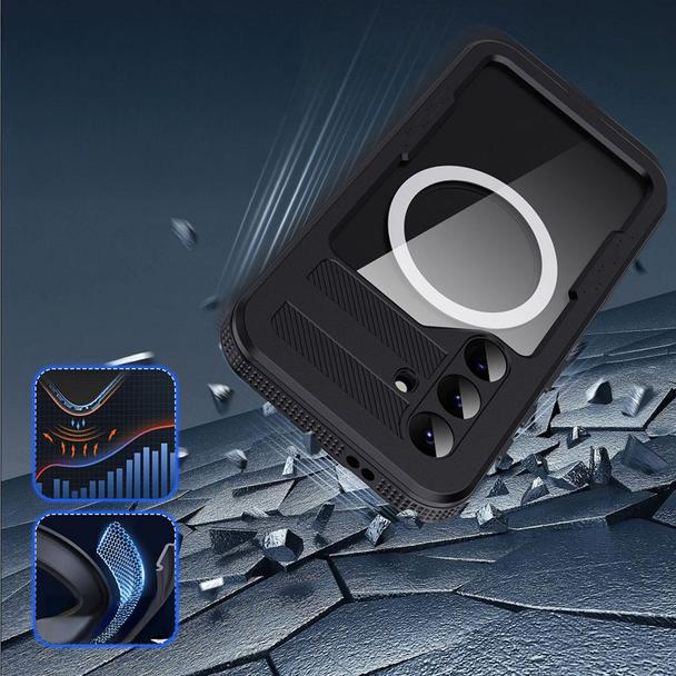 Futerał do Samsung S25 Shellbox MARS wodoodporny z metalowym ringiem czarny
