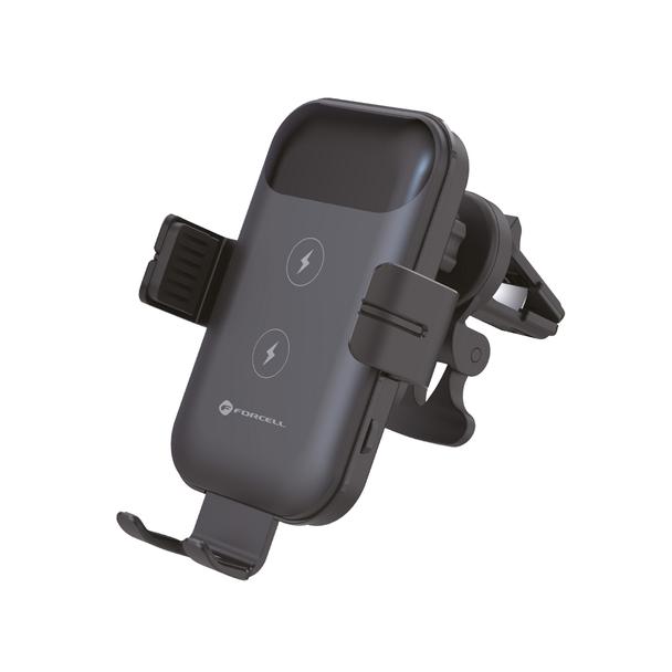 Uchwyt na telefon do samochodu indukcyjny Forcell F-Grip HS4 15W do kratki czarny