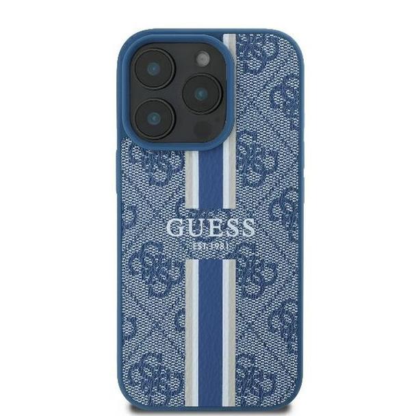 GUESS futerał do IPHONE 16 Pro kompatybilny z MagSafe GUHMP16LP4RPSB (4G Printed Stripes) niebieski