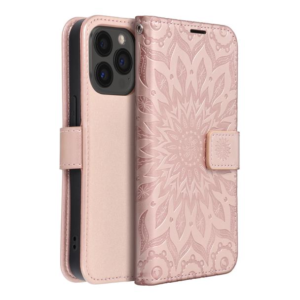 Etui z klapką na iPhone 13 PRO Mezzo Book mandala złoto-różowe