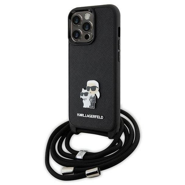 KARL LAGERFELD futerał do IPHONE 13 Pro KLHCP13LSAKCPSK (Saffiano KC Metal PIN Crossbody) czarny
