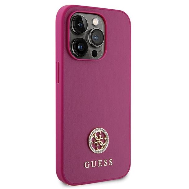 GUESS futerał do IPHONE 15 Pro GUHCP15LPS4DGPP (Strass Metal Logo) różowy