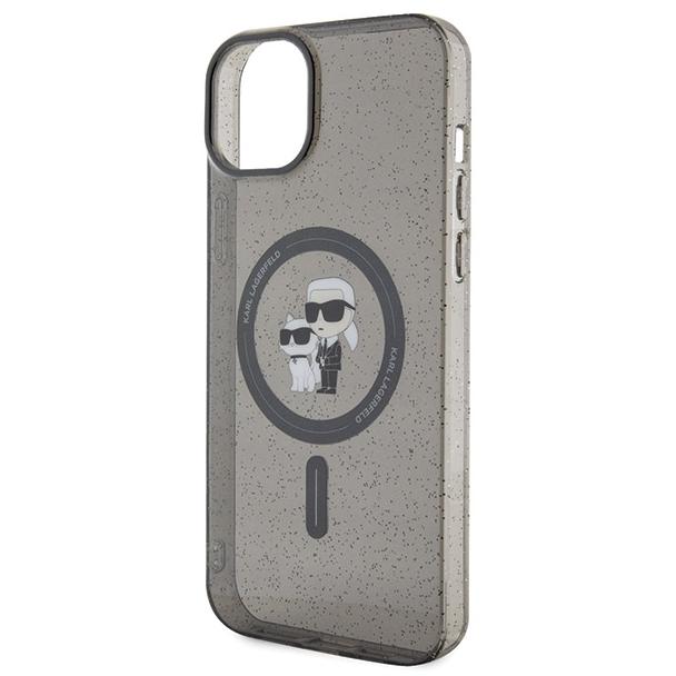 KARL LAGERFELD futerał do IPHONE 15 KLHMP15SHGKCNOK (Glitter + MAG) czarny