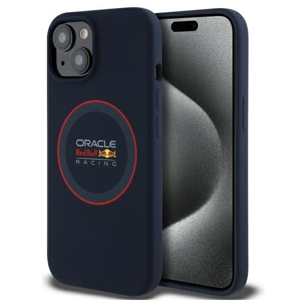 RED BULL futerał do IPHONE 14 kompatybilny z MagSafe RBHMP14S24SIILVR (Silicone red Ring) navy