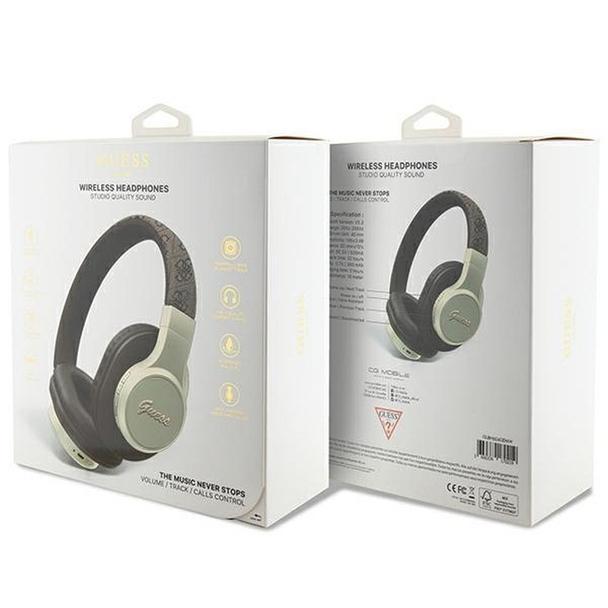 GUESS słuchawki bezprzewodowe bluetooth nauszne GUBH604GEMW (4G Script) brązowe