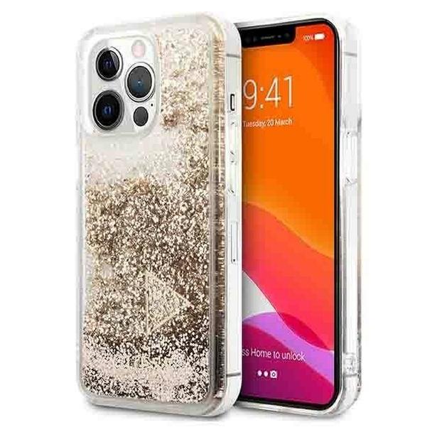 GUESS futerał do IPHONE 14 Pro GUOHCP14LGLHFLGO (Liquide Glitter Charms) złoty
