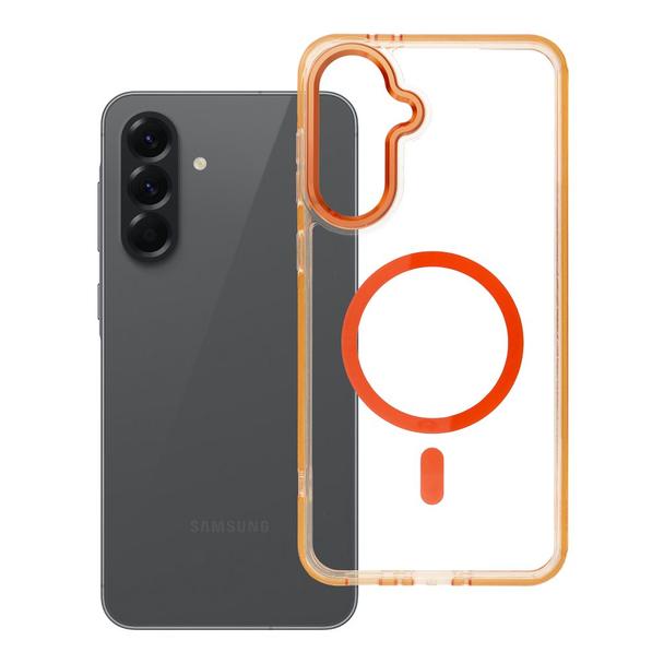 Futerał do Samsung A56 Frame Clear Hybrid Mag Cover zgodny z MagSafe pomarańczowy