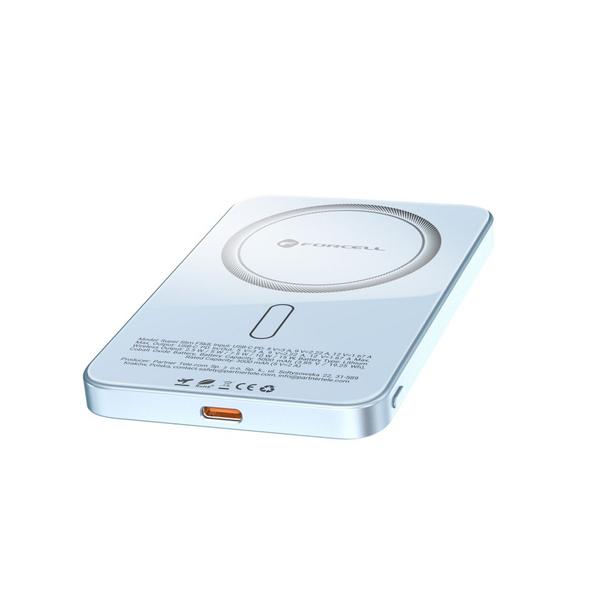 Powerbank zgodny z MagSafe Forcell F-Energy SuperSlim F5K8 QC4.0 PD3.0 15W 5000 mAh jasnoniebieski 0INT