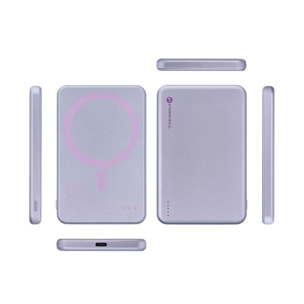 Powerbank zgodny z MagSafe Forcell F-Energy Slim F5K9 QC4.0 PD3.0 15W 5000 mAh fioletowy  0INT