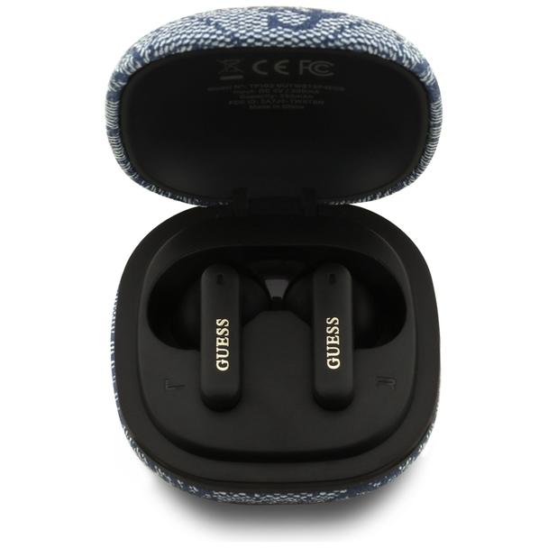 Słuchawki bezprzewodowe douszne Guess TWS ENC 4G Classic Metal Logo niebieskie